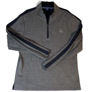 Footjoy Pullover Mens L Gray Blue Houndstooth Quarter Zip Golf Calabasa Logo